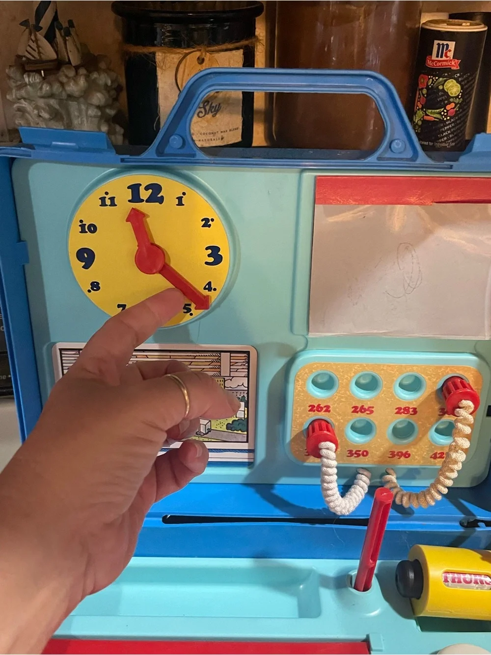 Creative Playthings L'il Boss Toy Desk Playset Typewriter Rotary Phone Clock vtg